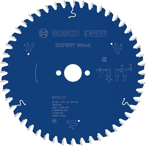 Bosch accessoires bosch cirkelzaagblad expert voor hout 165x20 - 48 tanden