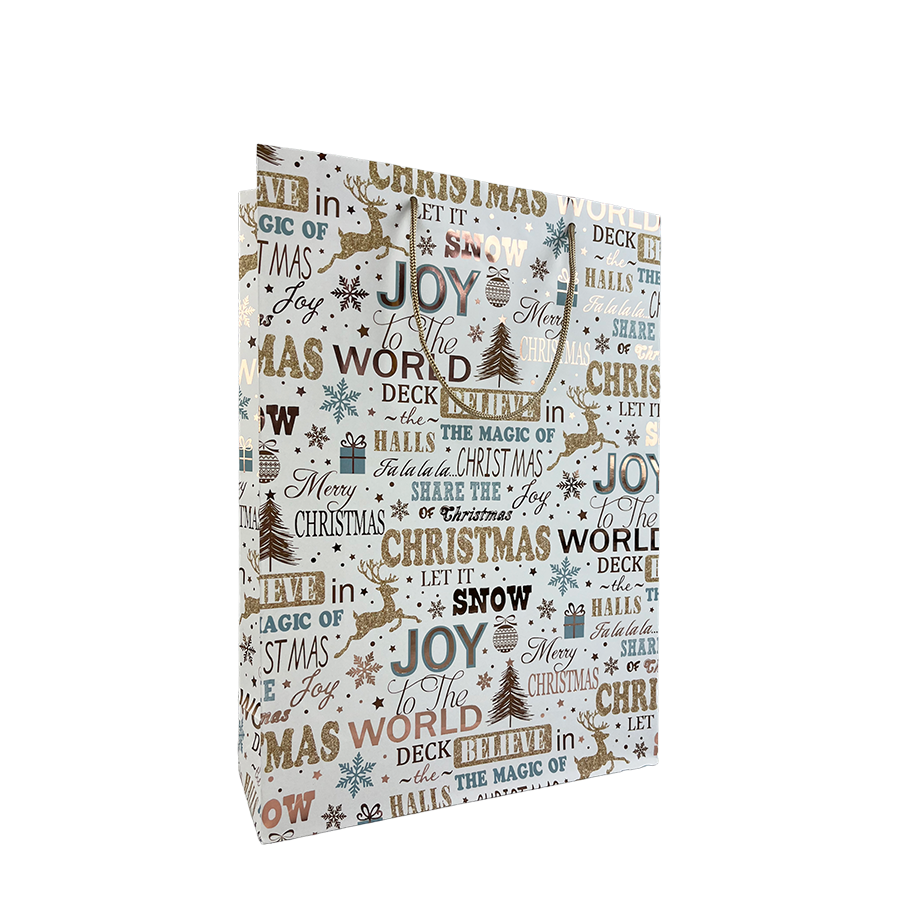 Cadeautas kerst wit 25x8,5x34,5cm