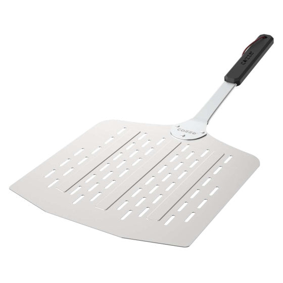 Cozze Pizzaschep met gaatjes Aluminium 66 cm zilver zwart