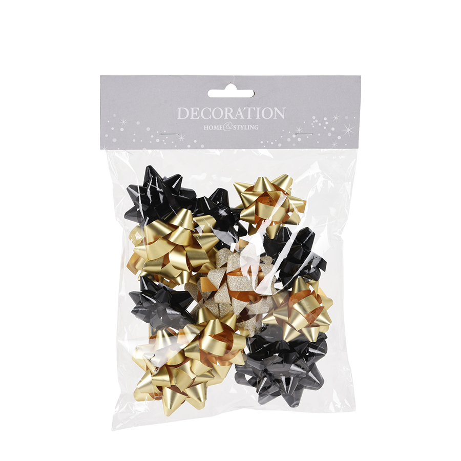 Decoratie strik goud zwart set 12-delig