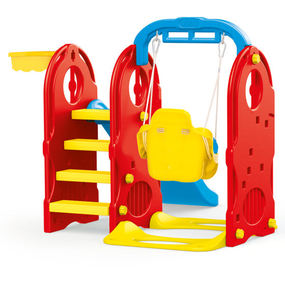 Dolu 4-in-1 Speeltoestel met Glijbaan en Schommel Blauw Rood