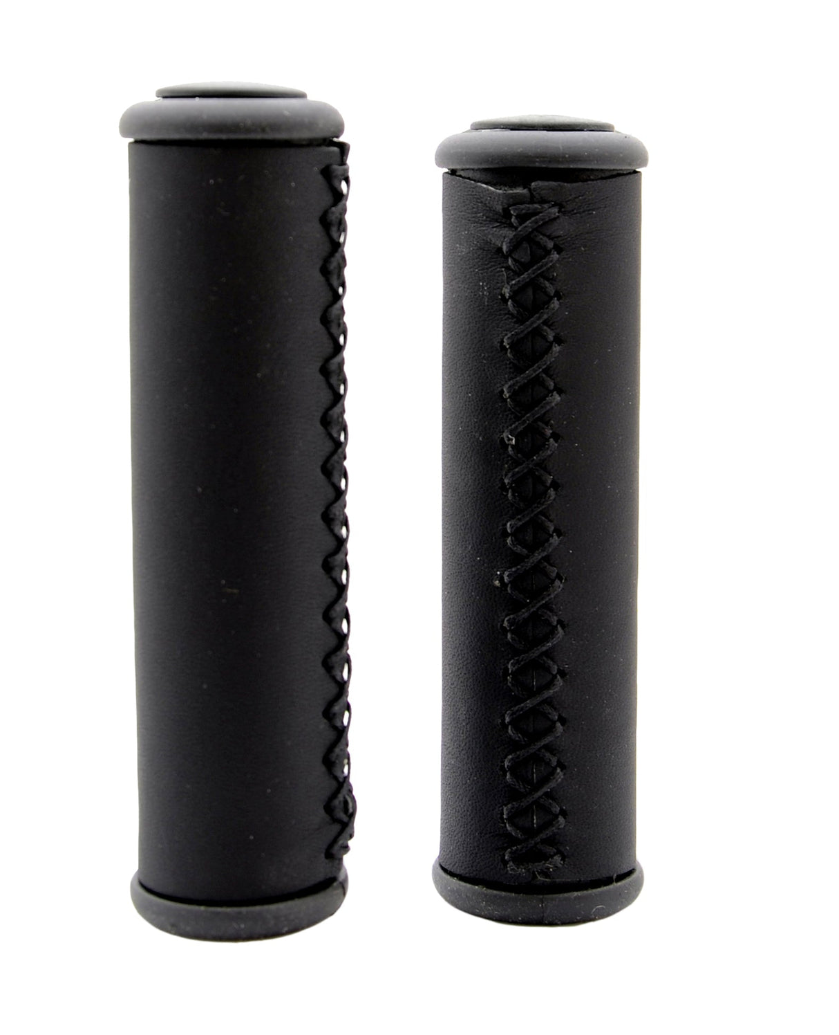 Simson Handvatten Leder Zwart Lang - Leren handvatten voor lifestylefiets - 13cm - Zwart