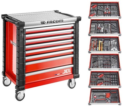 Facom jetcmm215bnl gereedschapswagen 8 laden m4a | foam met 6 gevulde laden | rood - jetcmm215bnl