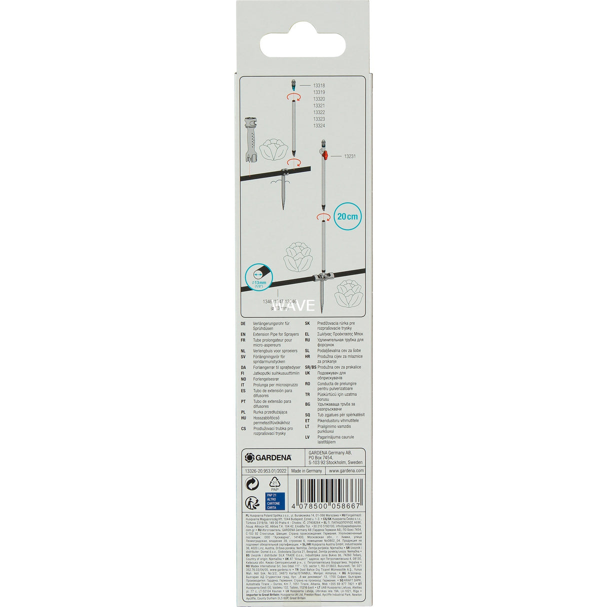 Gardena verlengbuis voor sproeiers (zwart, 5 stuks)