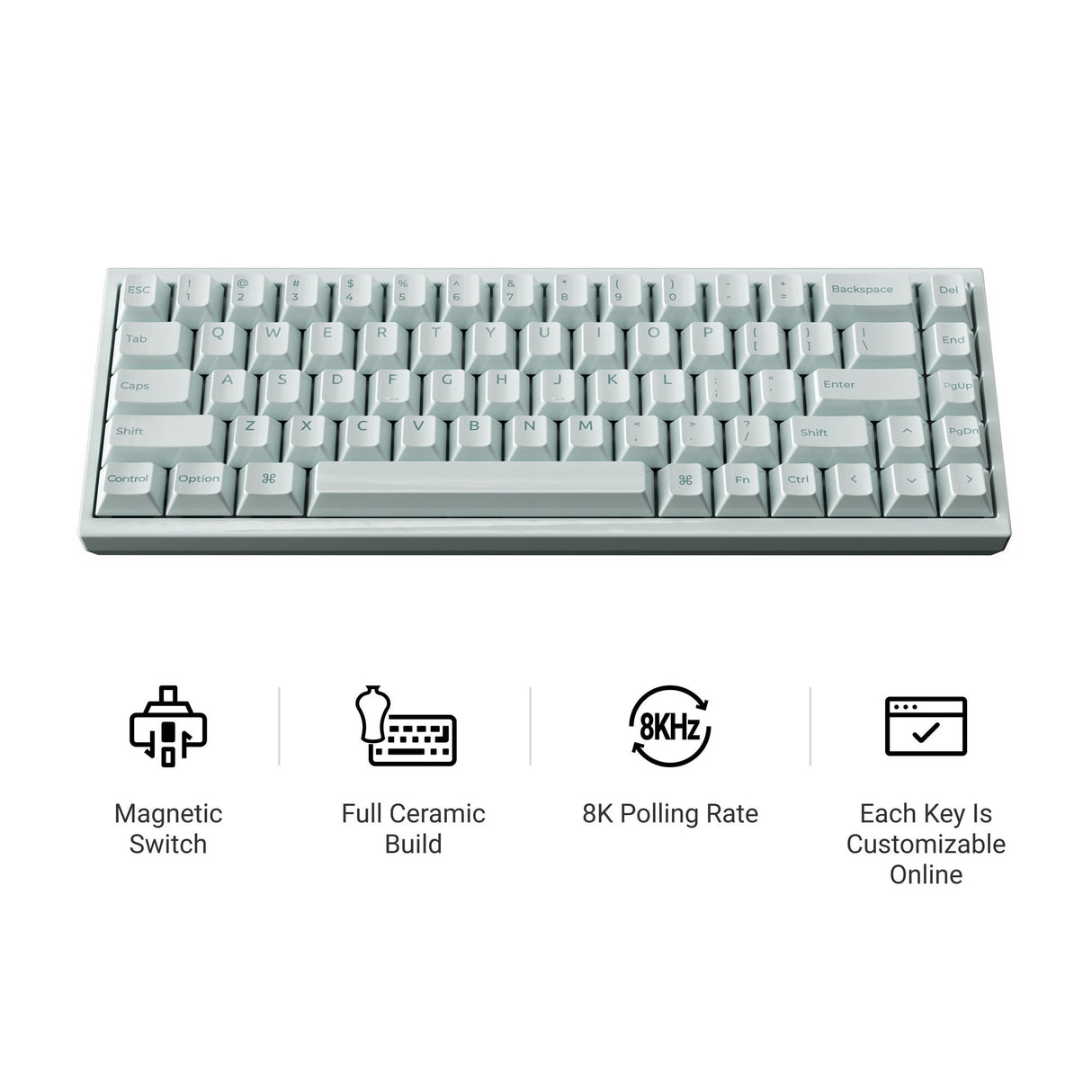 Keychron q16 he 8k magnetic switch keyboard (lichtgroen, us lay-out (qwerty), ultra-fast lime, 65%, rgb, hot swap, 8k)