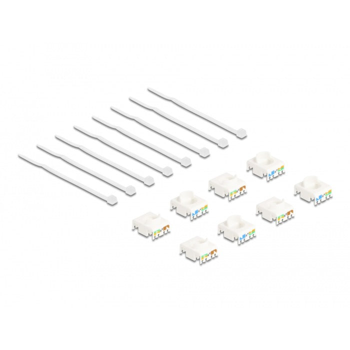Delock keystone module rj45 jack naar lsa cat 6a toolfree, 8 stuks (meerkleurig)