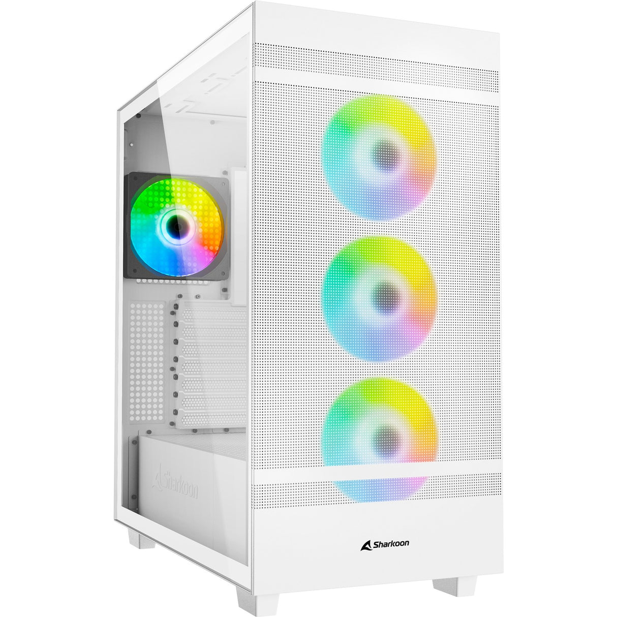 Sharkoon rebel c50 white rgb midi tower behuizing (wit | 2x usb-a | 1x usb-c | rgb | tempered glass)