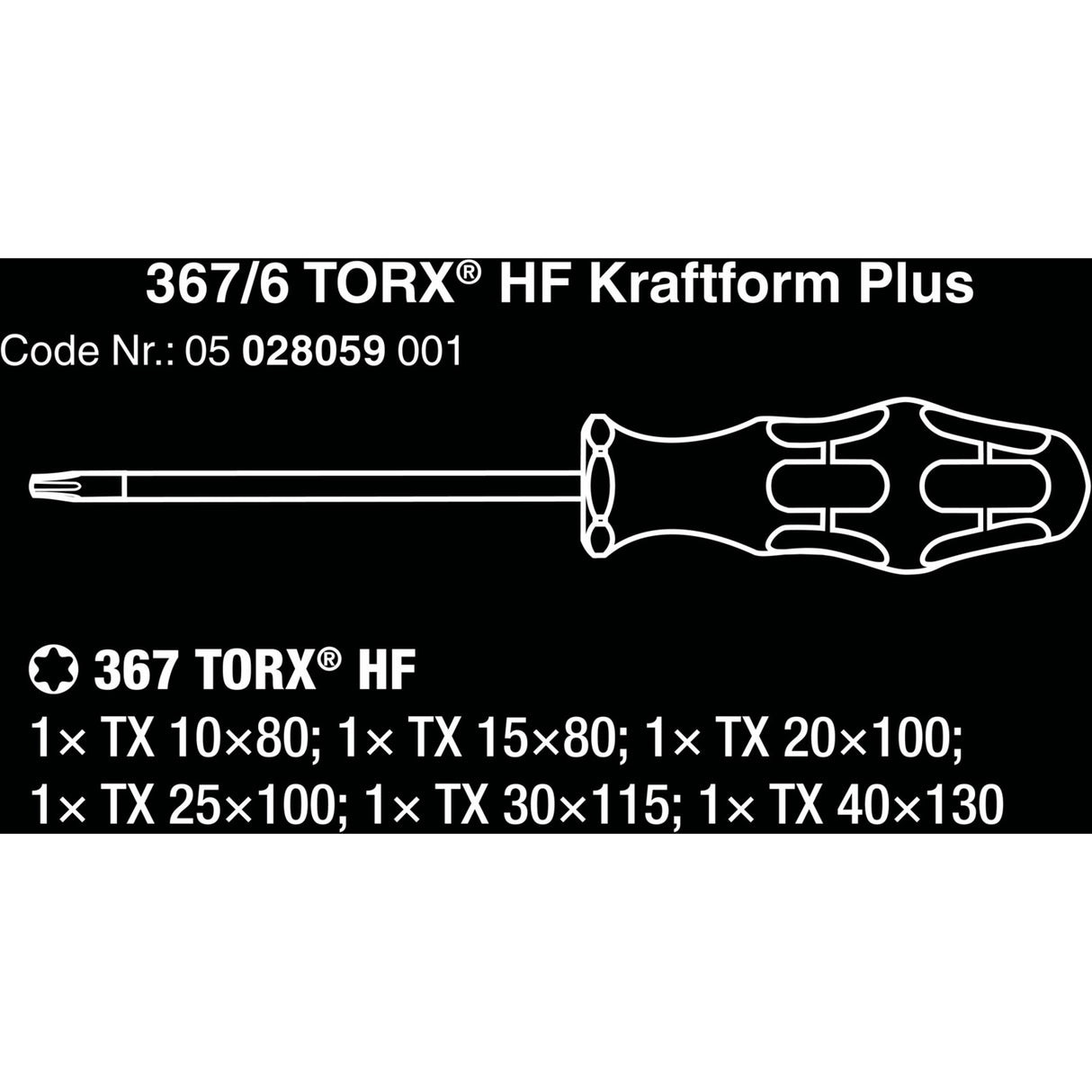 Wera 367 6 torx hf-schroevendraaierset kraftform plus + rek (zwart groen, 6‑delig)