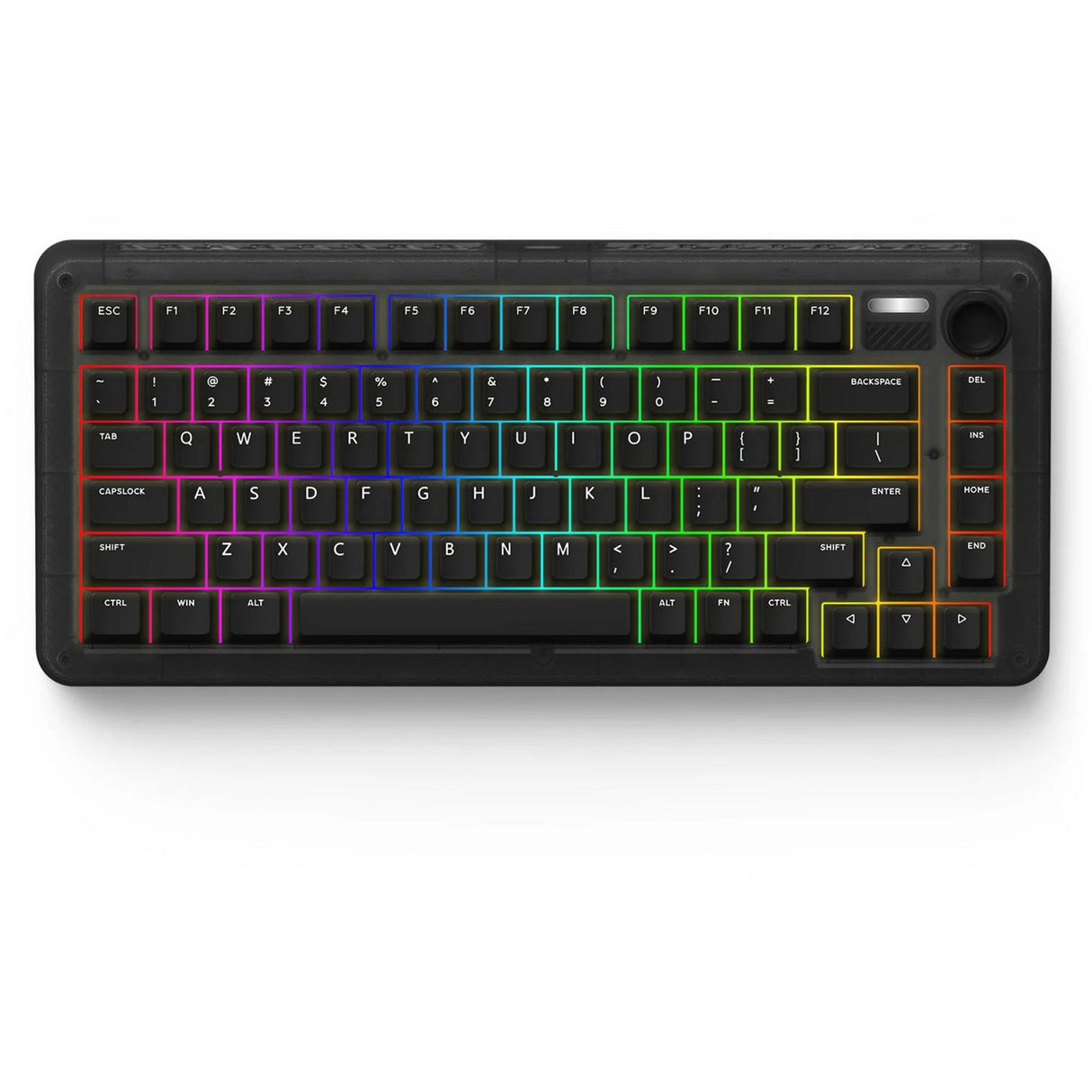 Iqunix zx75 dark side wireless mechanical keyboard (zwart, us lay-out (qwerty), cherry mx red, 75%, rgb leds, hot-swappable, double-shot pbt, 2.4ghz | bluetooth 5.1 | usb-c)