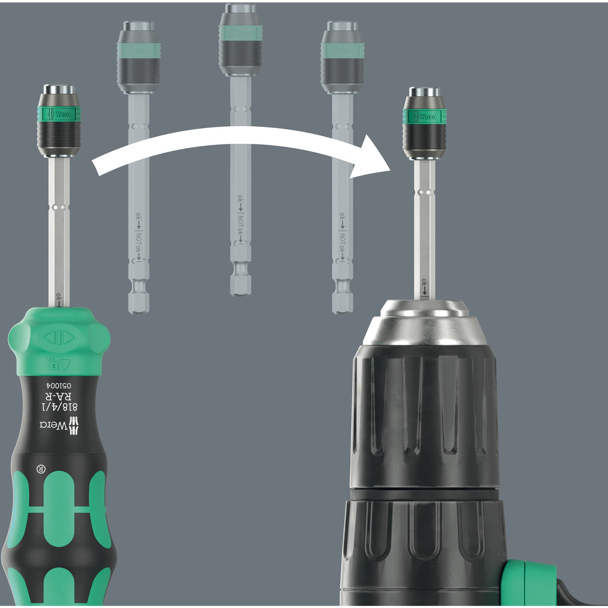 Wera kraftform kompakt 25 ra-r met etui, 6‑delig bitset (zwart groen)