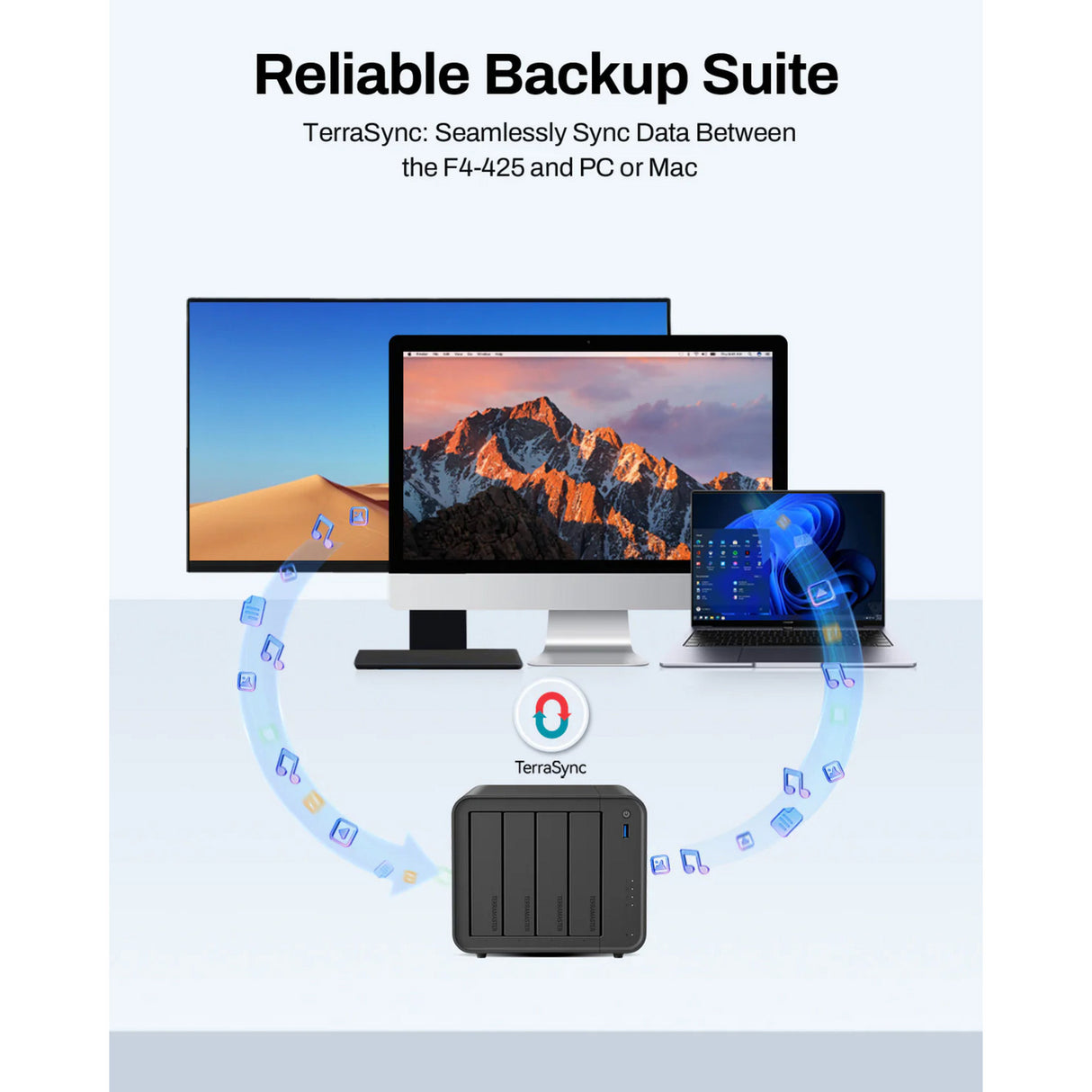 Terramaster f4-425 nas (zwart, 1x 2.5gbe, hdmi, usb)