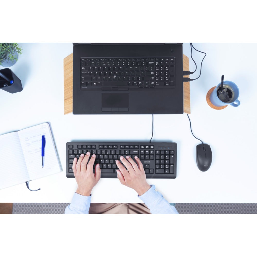 Trust primo keyboard mouse set, desktopset (zwart, us lay-out, membraan)