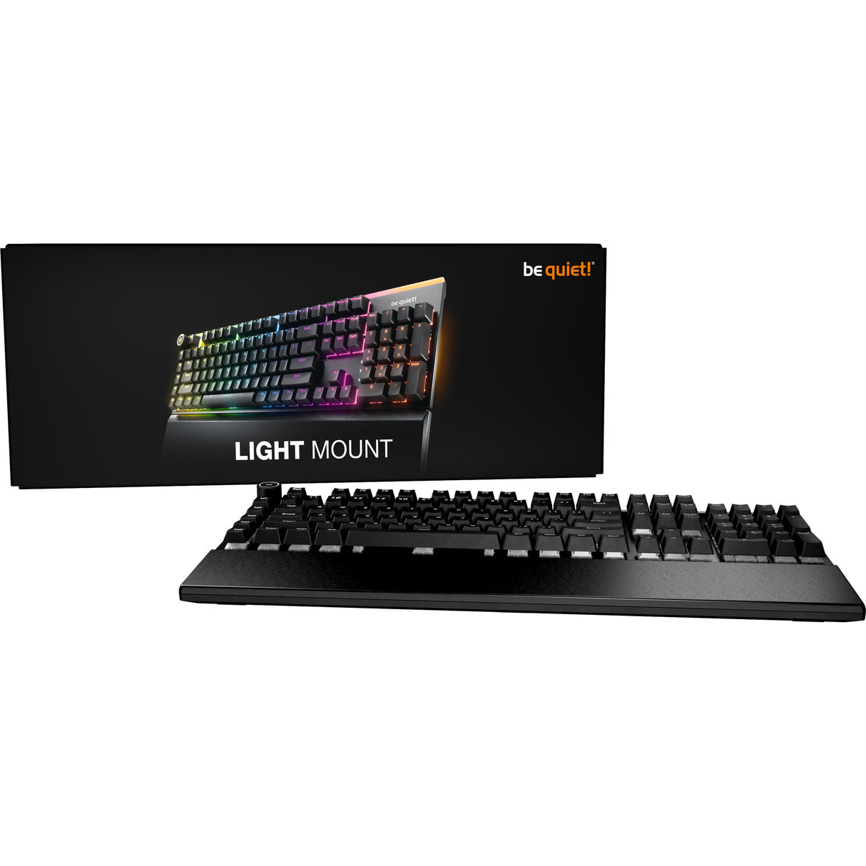 Be quiet! light mount silent linear rgb mechanisch gaming toetsenbord (zwart, us lay-out (qwerty), silent linear, 100%, argb, pbt double-shot keycaps)