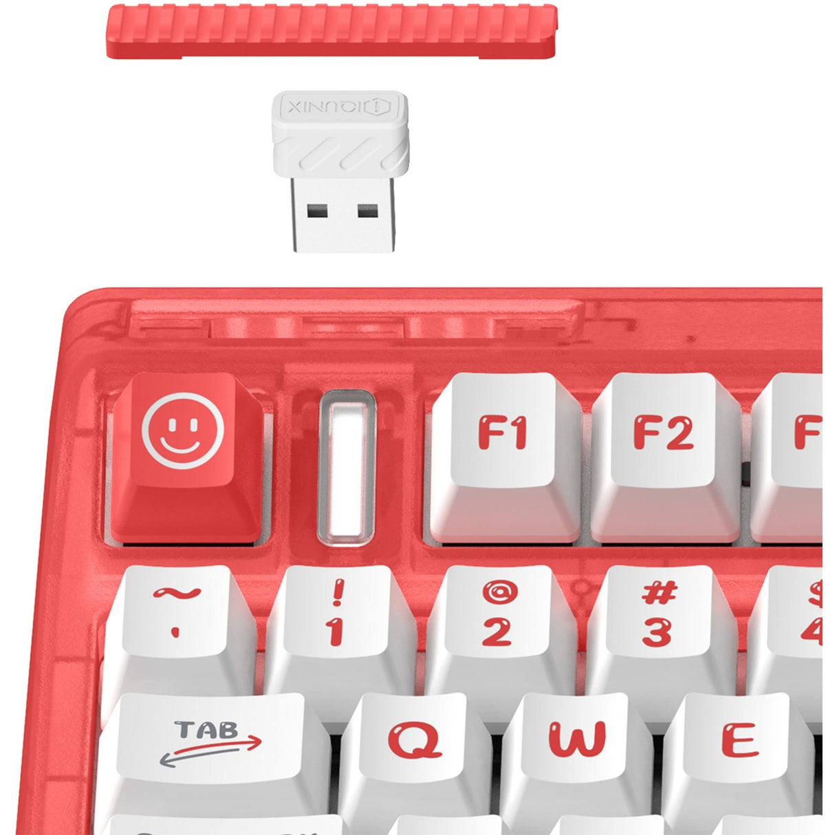 Iqunix og80 joy vendor wireless mechanical keyboard (rood, us lay-out (qwerty), iqunix moonstone, 80% (tkl), rgb leds, hot-swappable, pbt, 2.4ghz | bluetooth 5.1 | usb-c)