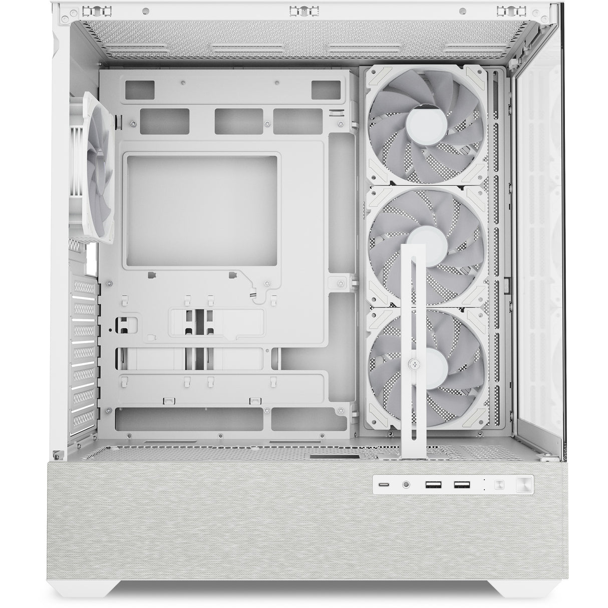 Sharkoon ak7 argb midi tower behuizing (wit | 2x usb-a | 1x usb-c | rgb | tempered glass)