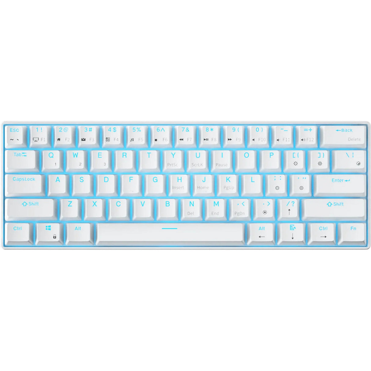 Royal kludge rk61 draadloos mechanisch toetsenbord (wit, us lay-out (qwerty), 60%, brown switch, rgb, hot swap, 2.4 ghz | usb-c | bluetooth)