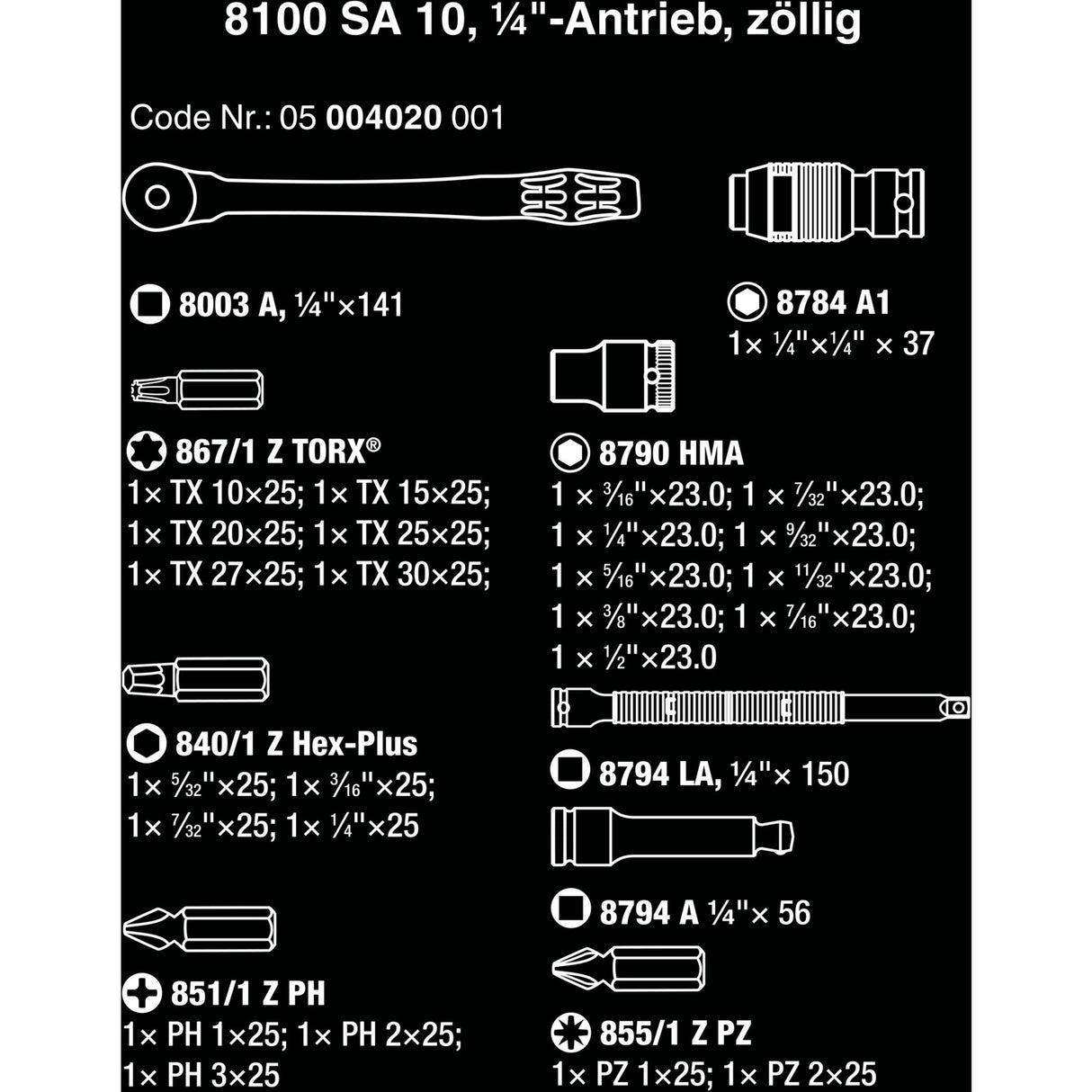 Wera 8100 sa 10 zyklop ratelset 1 4