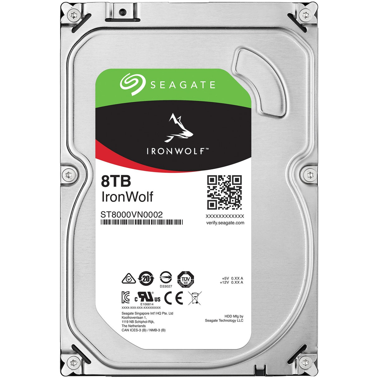 Seagate ironwolf 8 tb harde schijf (st8000vn004, sata 600, 24 7)