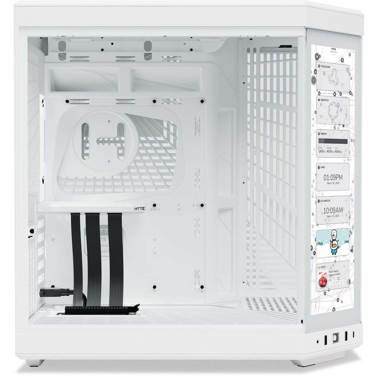 Hyte y70 touch infinite midi tower behuizing (wit | 2x usb-a | 1x usb-c | tempered glass)