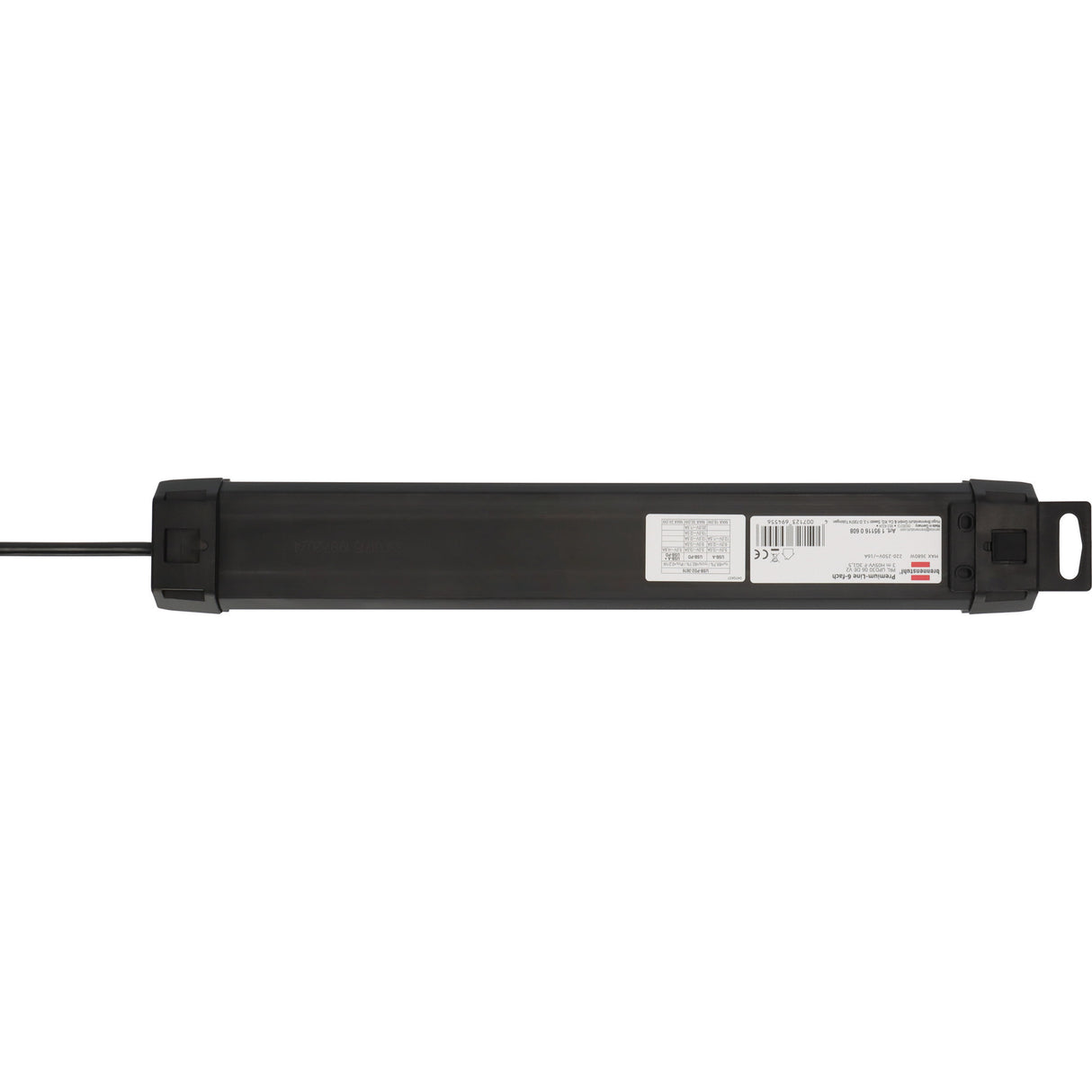 Brennenstuhl premium-line stekkerdoos 6-voudig met usb c pd 30w en usb a 18w stekkerdoos (zwart, 1x usb-a, 1x usb-c)