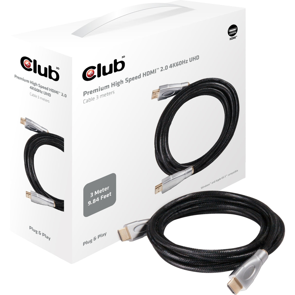 Club 3d hdmi 2.0 premium uhd kabel (3 meter)