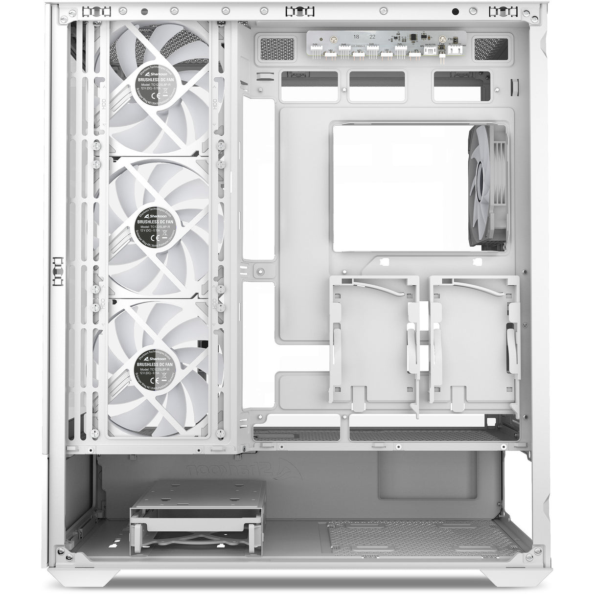 Sharkoon ak6 rgb midi tower behuizing (wit | 2x usb-a | 1x usb-c | rgb | tempered glass)