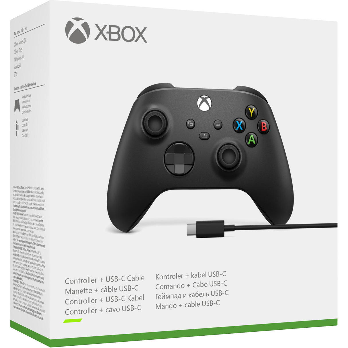 Microsoft xbox wireless controller + usb-c kabel (zwart, incl. usb-c-kabel | pc, xbox one, xbox series x, xbox series s)