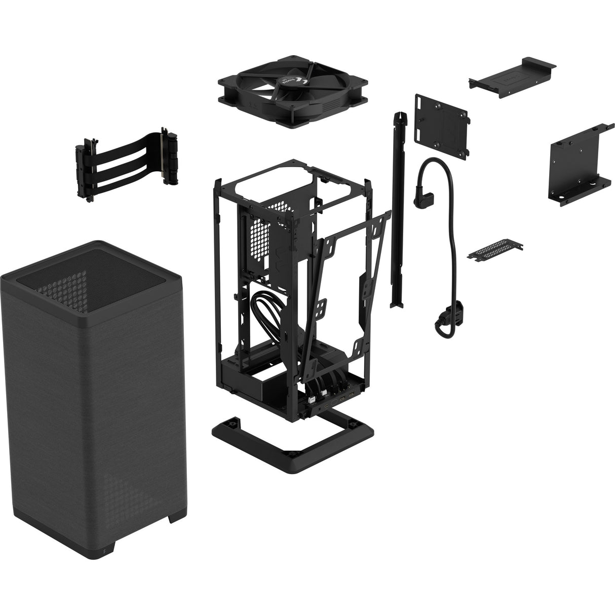 Fractal design mood black mini tower behuizing (zwart | 2x usb-a | 1x usb-c)