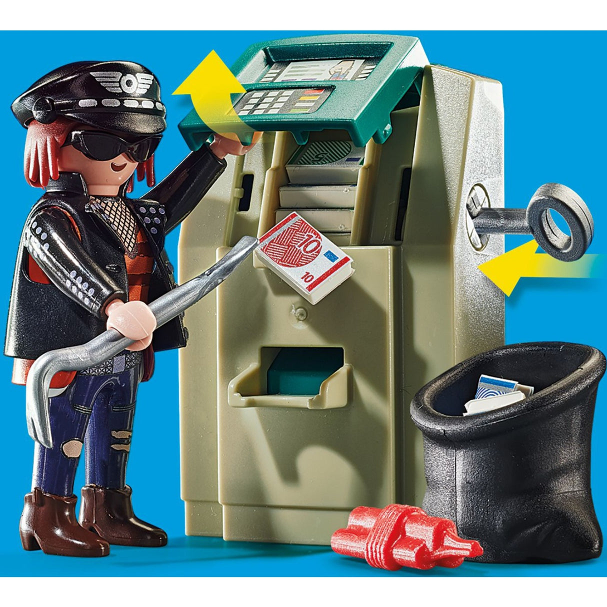 Playmobil city action - politiemotor: achtervolging van de geldrover constructiespeelgoed (70572)