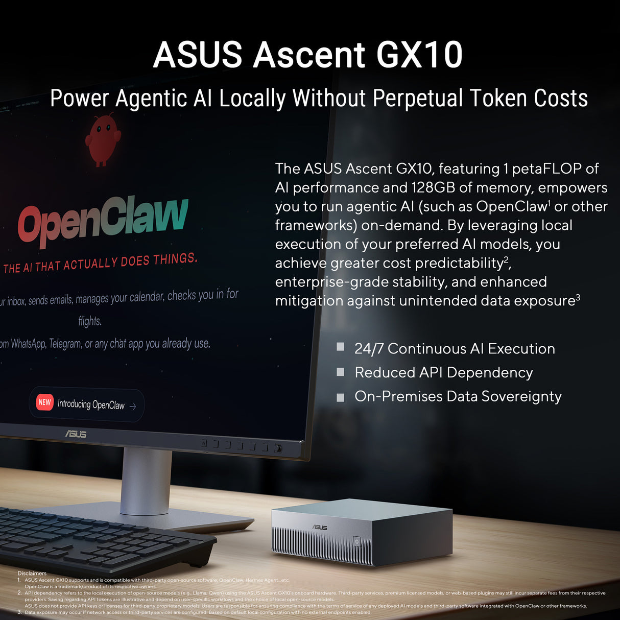 Asus ascent gx10 arm v9.2-a 128 2 mini-pc (donkergrijs | nvidia gb10 grace blackwell | dgx spark | nvlink-c2c | 128 gb | 2 tb ssd)