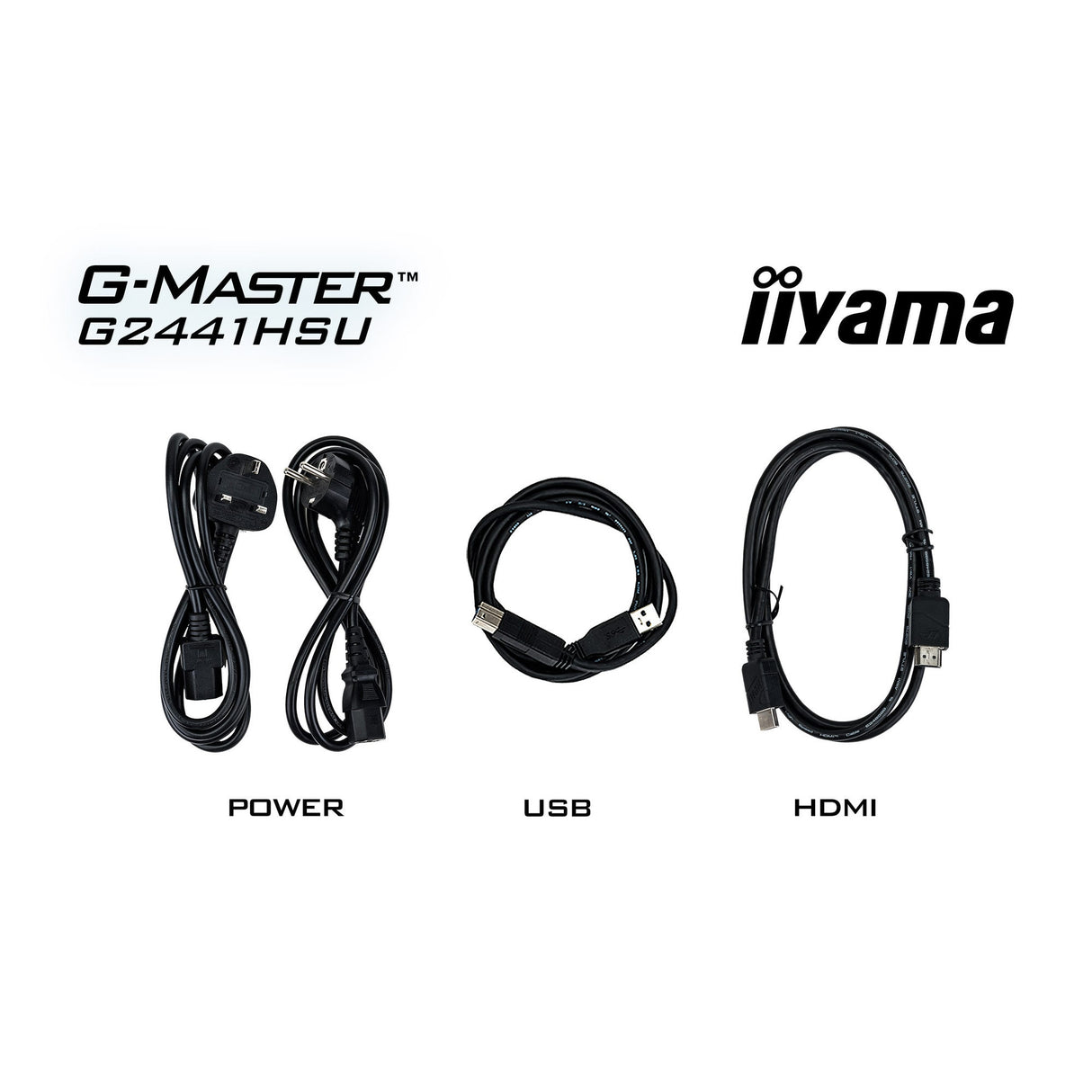 Iiyama g-master black hawk g2441hsu-b1 23.8 gaming monitor (zwart, hdmi, displayport, 2x usb-a, usb-b, 144 hz)