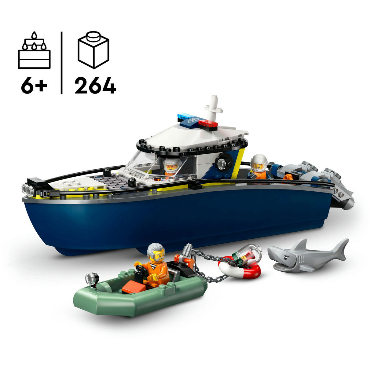 Lego ® city achtervolging met politieboot, drijft echt - 60456