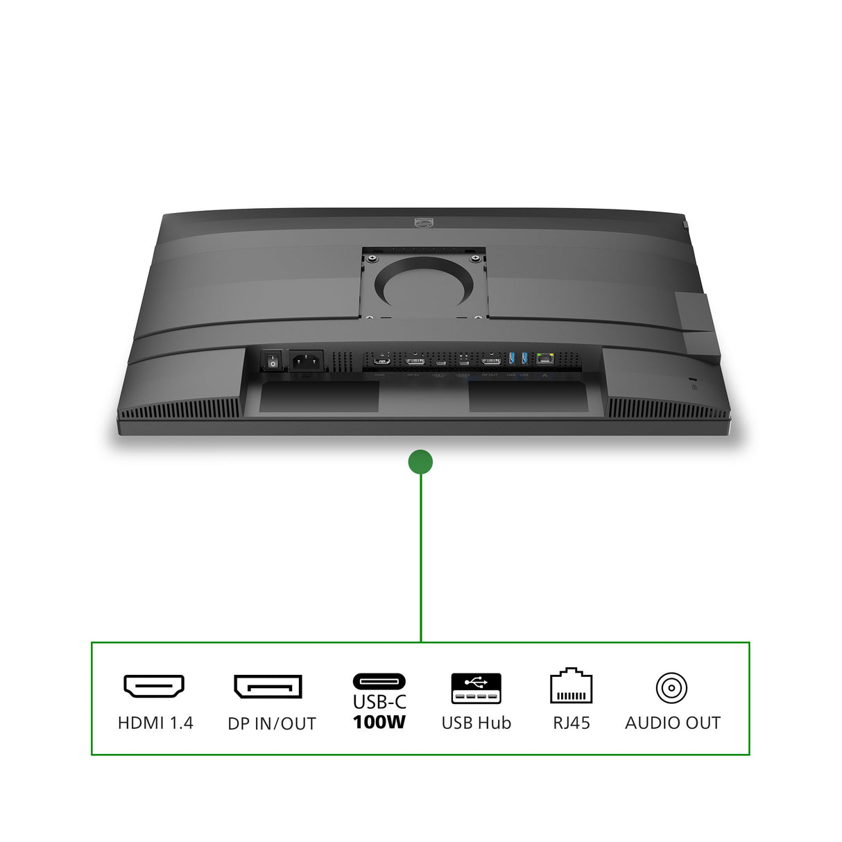 Philips 24b2g5301 23.8 monitor (zilver zwart, vga, hdmi, displayport, usb-c, lan, audio, 100 hz)
