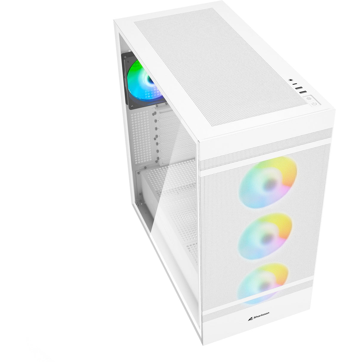 Sharkoon rebel c50 white rgb midi tower behuizing (wit | 2x usb-a | 1x usb-c | rgb | tempered glass)