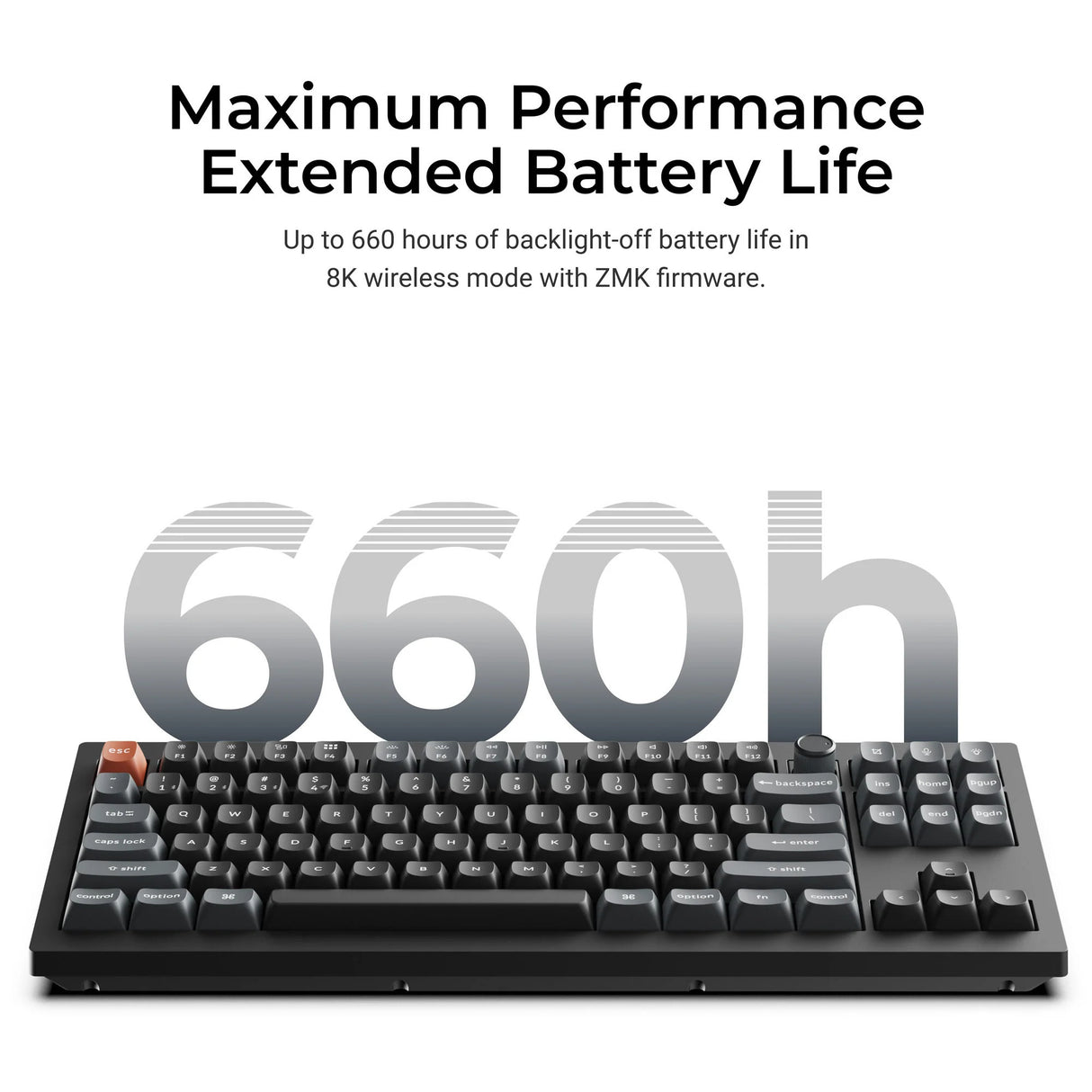 Keychron v3 ultra 8k wireless custom mechanical keyboard (zwart, us lay-out (qwerty), silk pom brown, 80% (tkl), rgb, hot swap, 2.4 ghz | bluetooth 5.3 | usb-c)