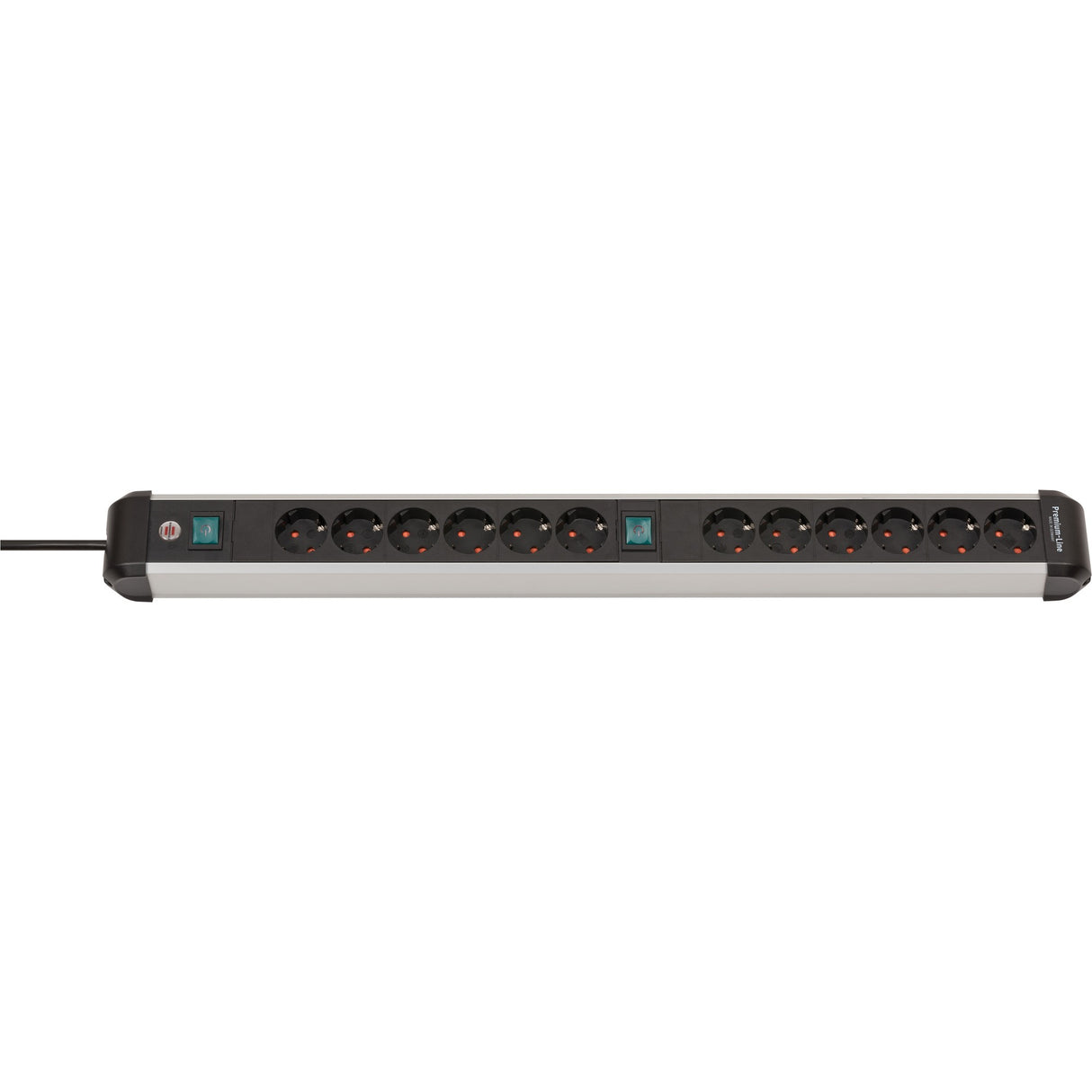 Brennenstuhl premium-alu-line stekkerdoos 12-voudig 3 m h05vv-f 3g1,5 2x 6-voudig schakelbare contactdozen