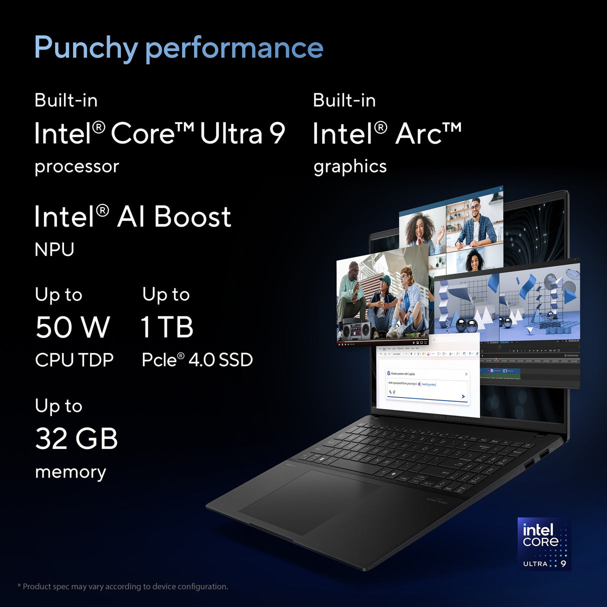 Asus vivobook s 16 oled (s5606ma-mx028w) 16 laptop (zwart | core ultra 7 155h | arc graphics | 16 gb | 1 tb ssd)