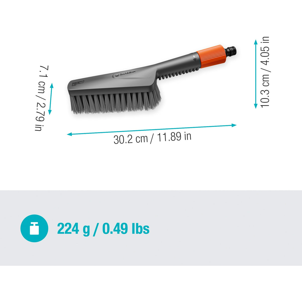 Gardena cleansystem schoonmaakset met borstel s soft, zeepstaafjes en aansluitstukken wasborstel (grijs oranje, 18862-20)