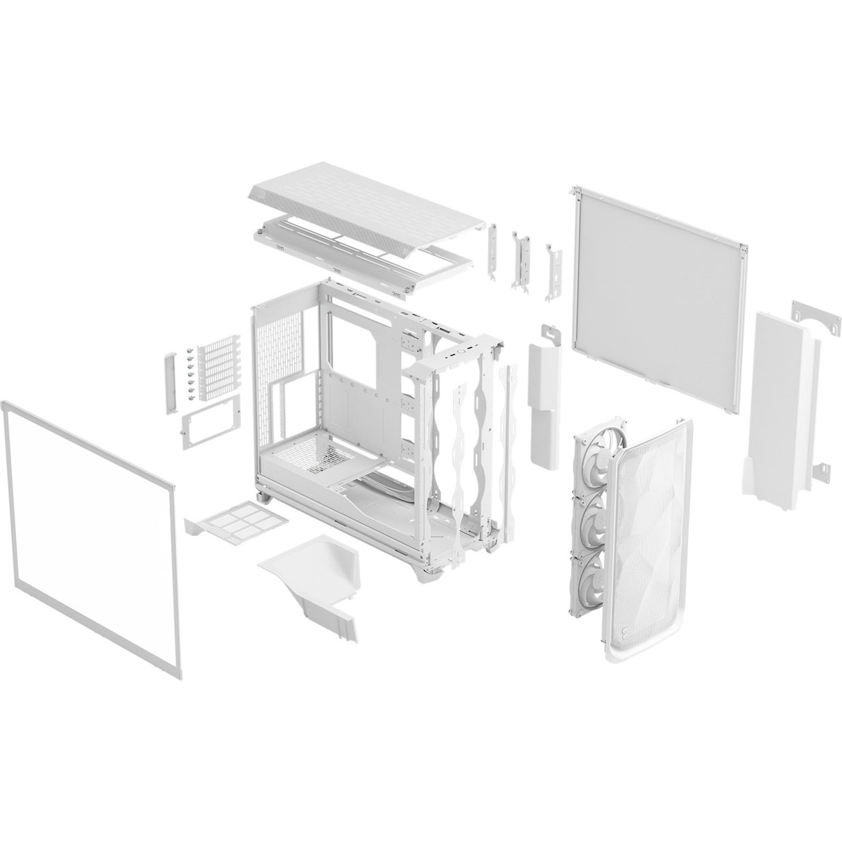 Fractal design meshify 3 xl rgb big tower behuizing (wit | 2x usb-a | 1x usb-c | rgb | tempered glass)