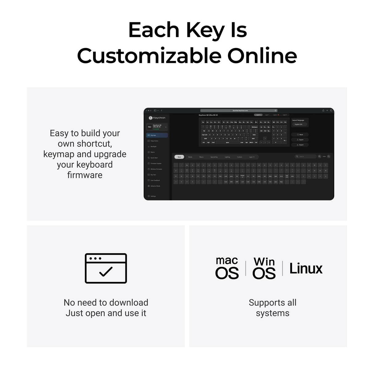 Keychron q6 ultra-m3 8k wireless custom mechanical keyboard (zwart, us lay-out (qwerty), silk pom brown, 100%, rgb, hot swap, 8k, 2.4 ghz bluetooth 5.2 usb-c)