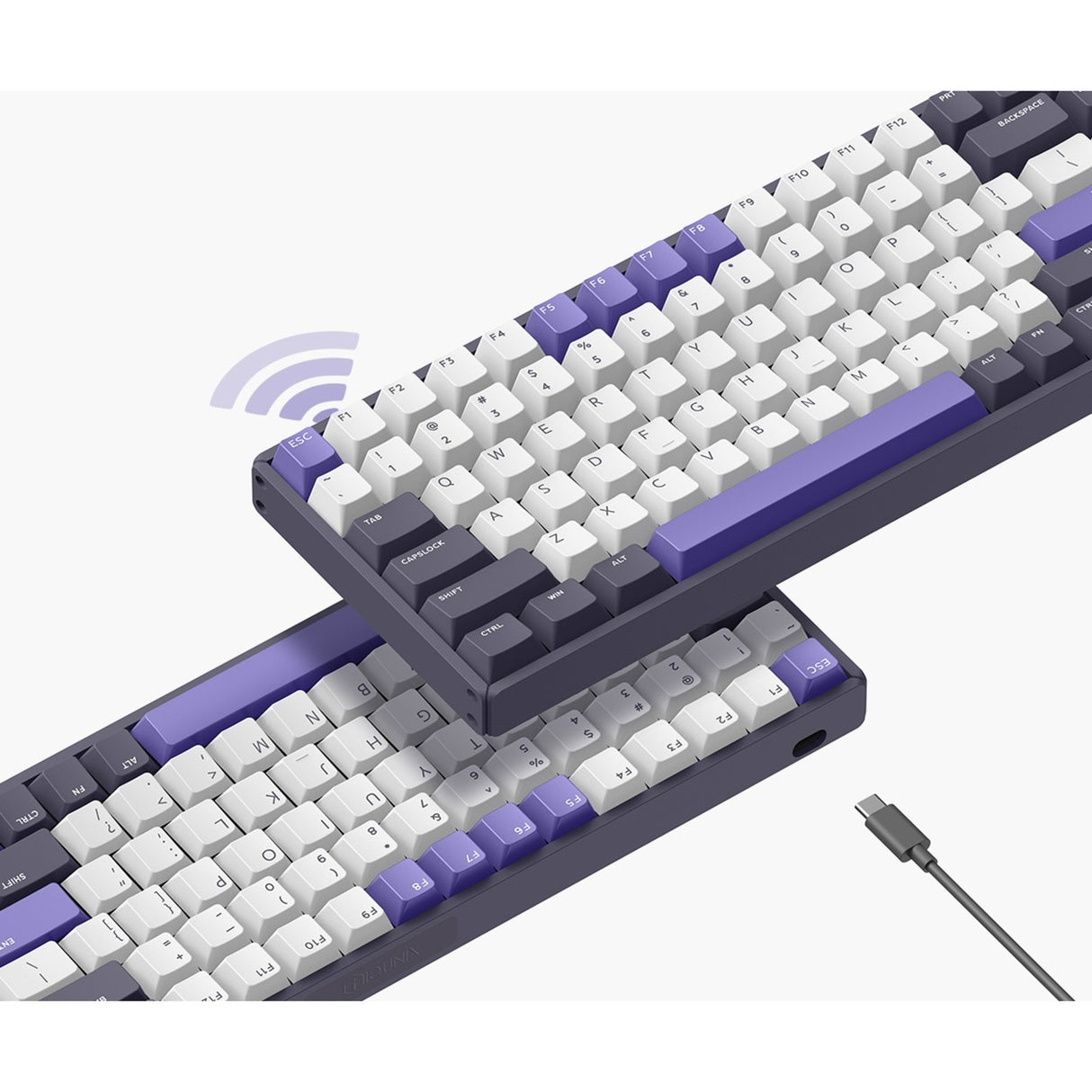 Iqunix f97 lavandin wireless mechanical keyboard (lavendel, us lay-out (qwerty), cherry mx silent red, 96%, rgb leds, hot-swappable, pbt, 2.4ghz | bluetooth 5.1 | usb-c)
