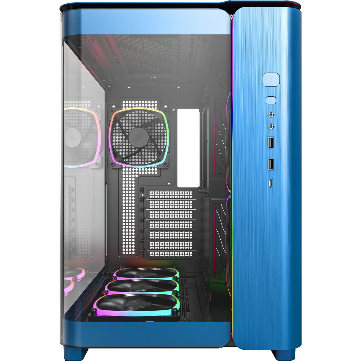 Montech king 95 pro midi tower behuizing (blauw | 2x usb-a | 1x usb-c | rgb | tempered glass)