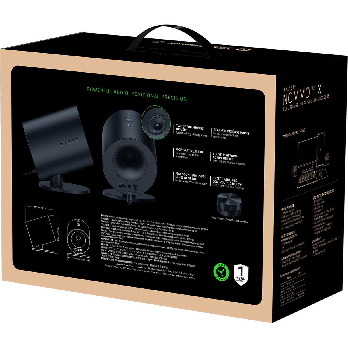 Razer nommo v2 x luidspreker (zwart, usb, bluetooth)