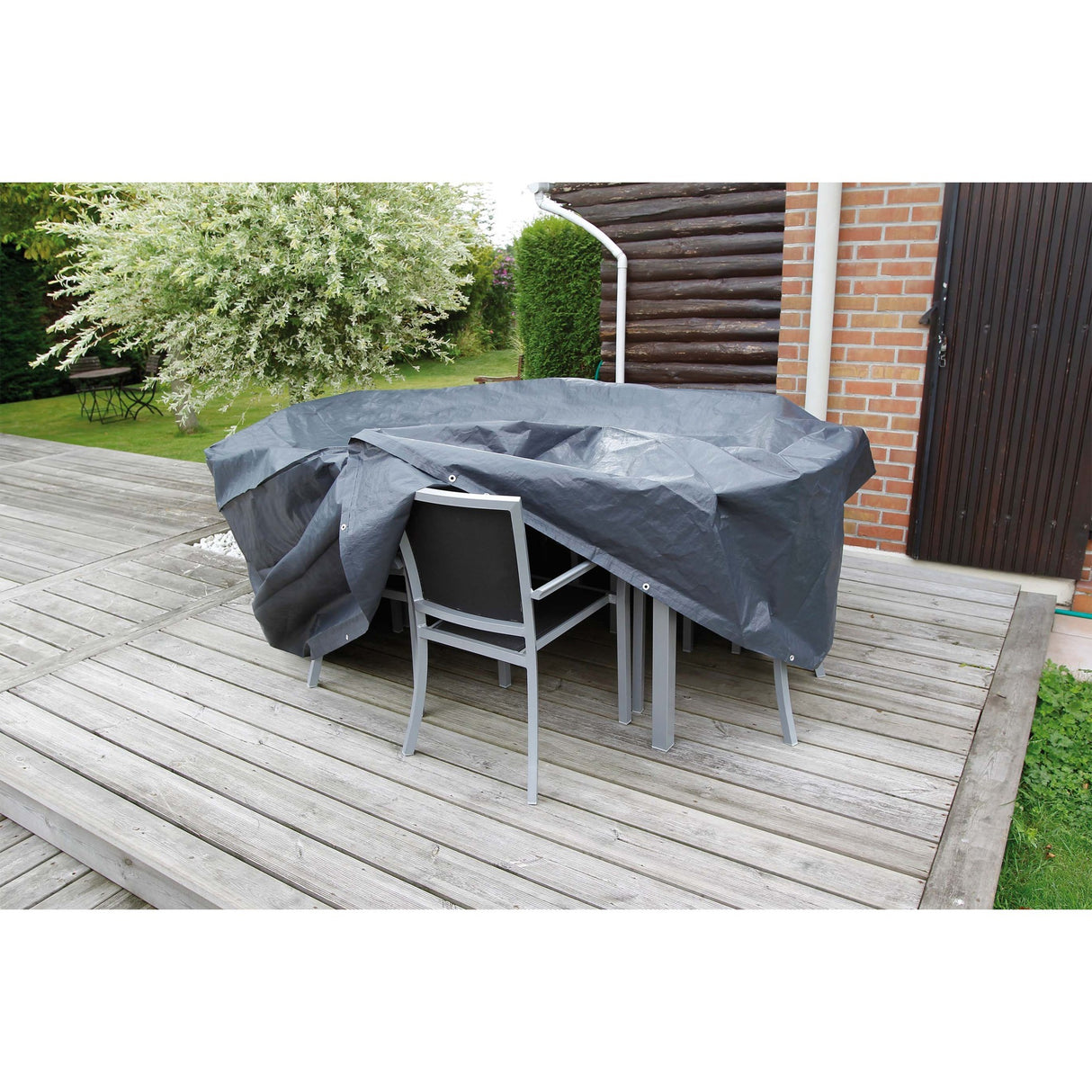 Nature tuinmeubelafdekhoes voor ronde tafel en stoelen afdekking (grijs, 6030600)