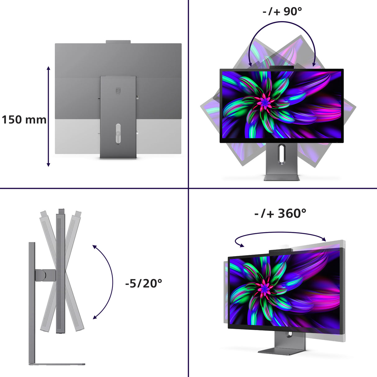 Philips brilliance 27e3u7903 27 5k uhd monitor (grijs, hdmi, 2x usb-a, usb-c, thunderbolt 4, rj-45, webcam)