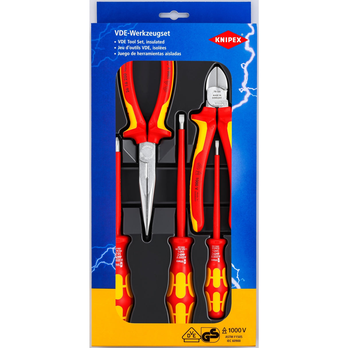 Knipex vde-gereedschapset 00 20 13 gereedschapsset (rood geel, 5 delig)