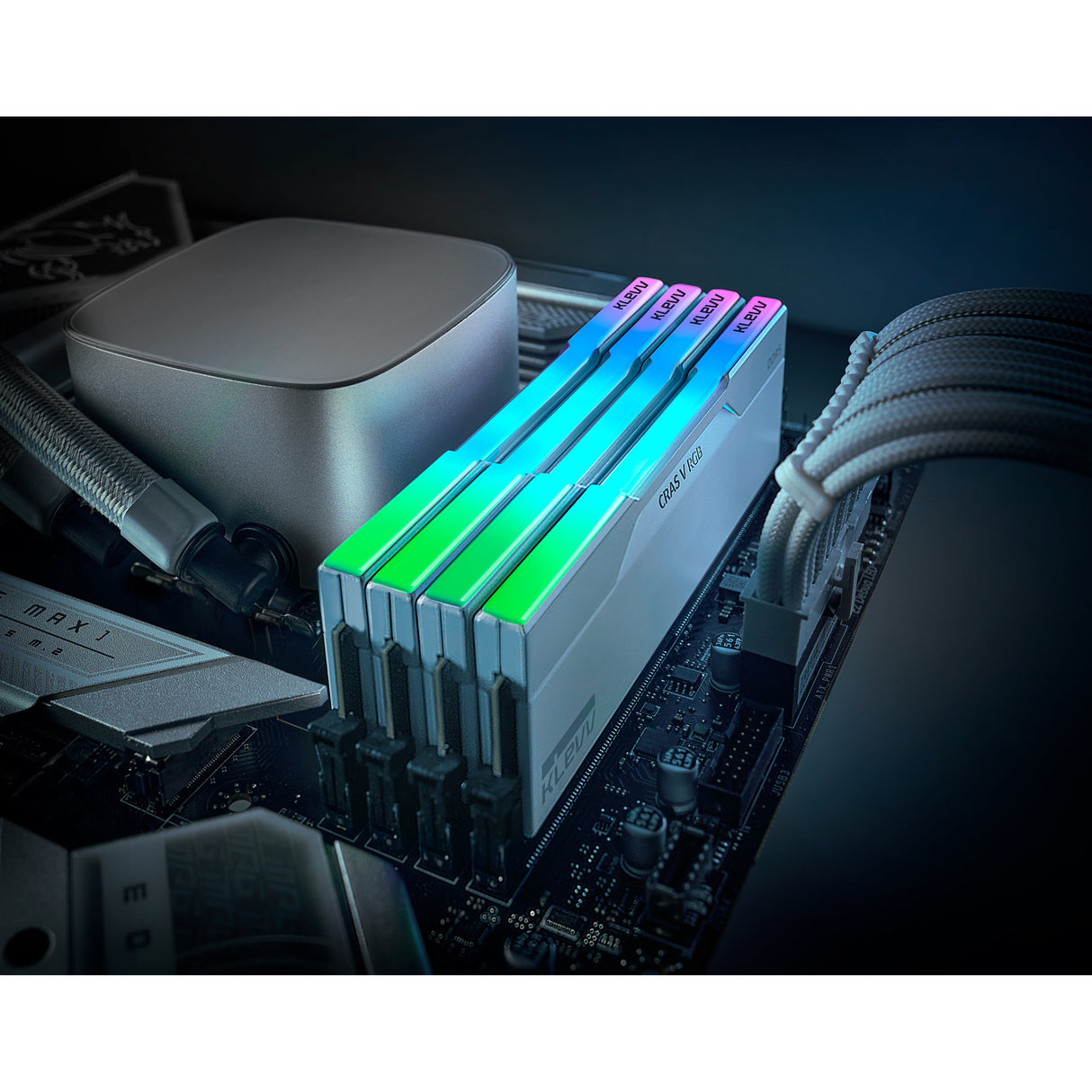 Klevv 32 gb ddr5-6000 (2x 16 gb) kit werkgeheugen (wit, kd5agu880-60a300j, cras v rgb, xmp 3.0, expo)