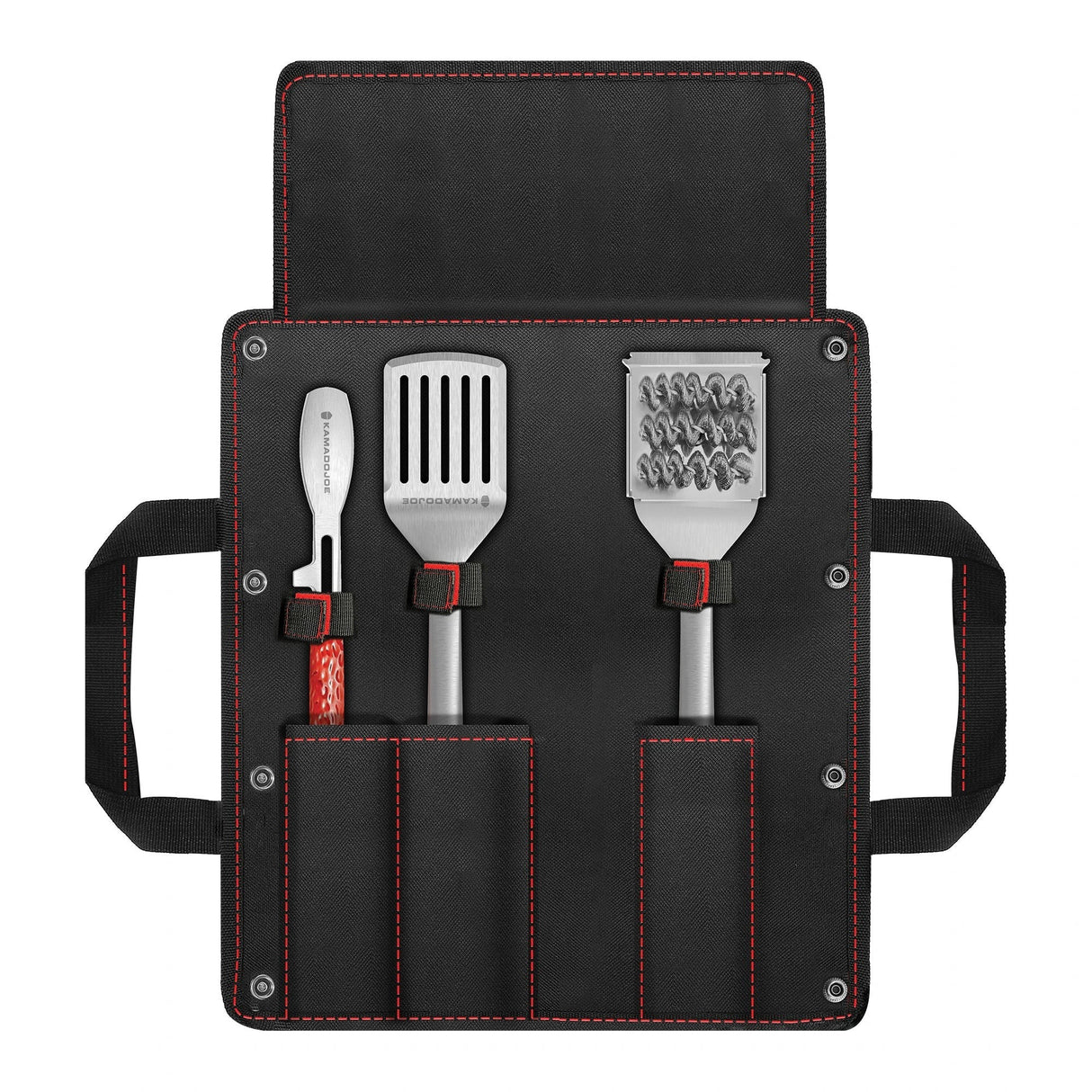 Kamado joe krafted stalen grillgereedschap accessoire set grillbestek (3-delig, inclusief canvas draagtas)