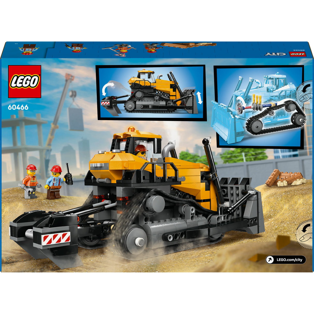 Lego ® city gele bulldozer, bouwplaatsvoertuig - 60466