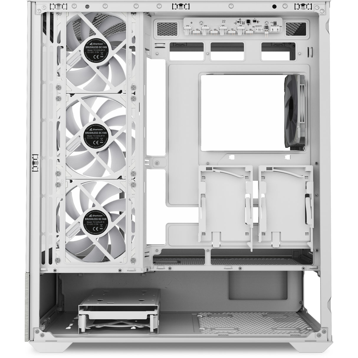 Sharkoon ak7 argb midi tower behuizing (wit | 2x usb-a | 1x usb-c | rgb | tempered glass)